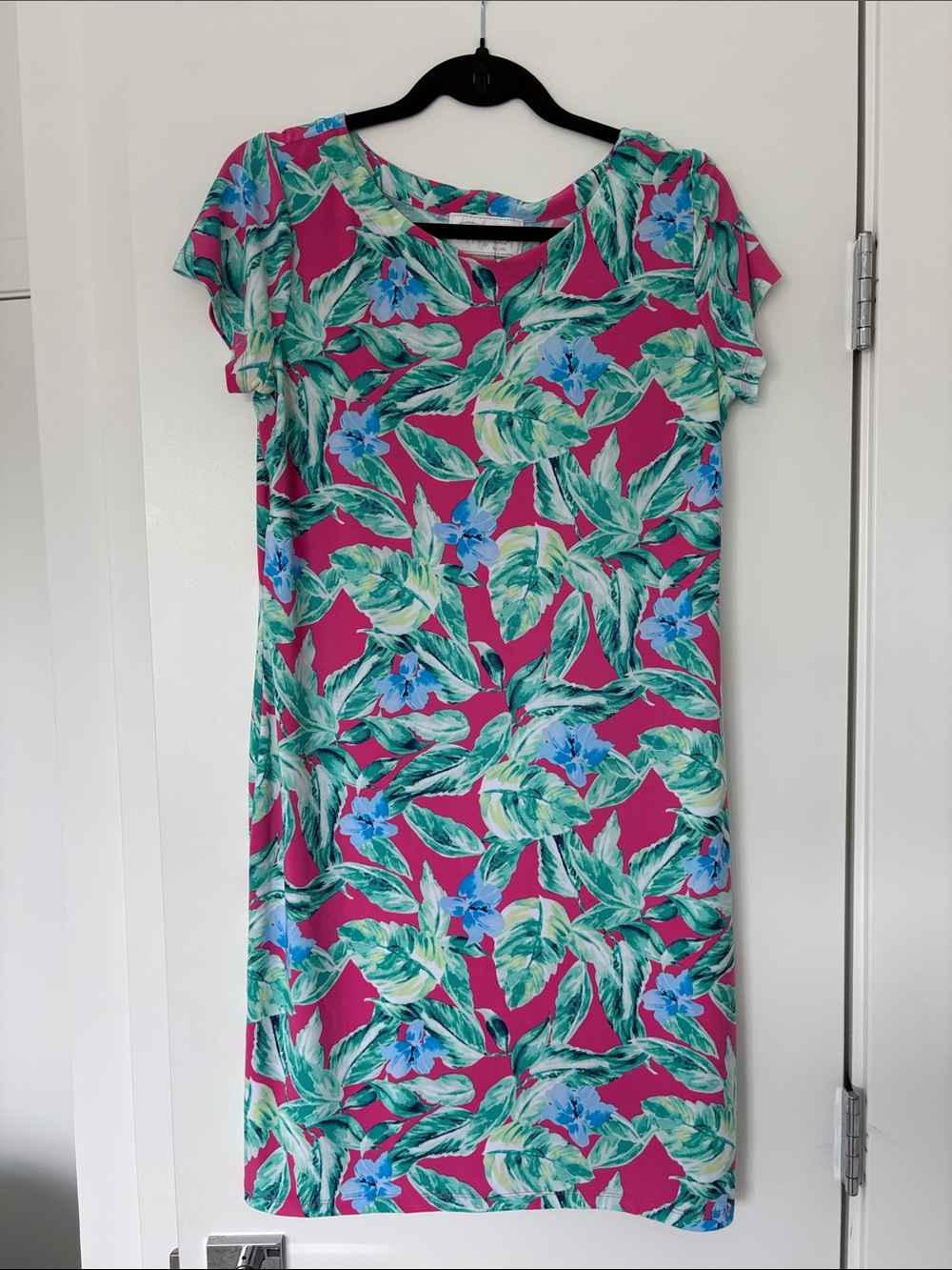 Bright Pink Tropical Print Women's Dress